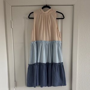 Sleeveless Color Block Kids Dress